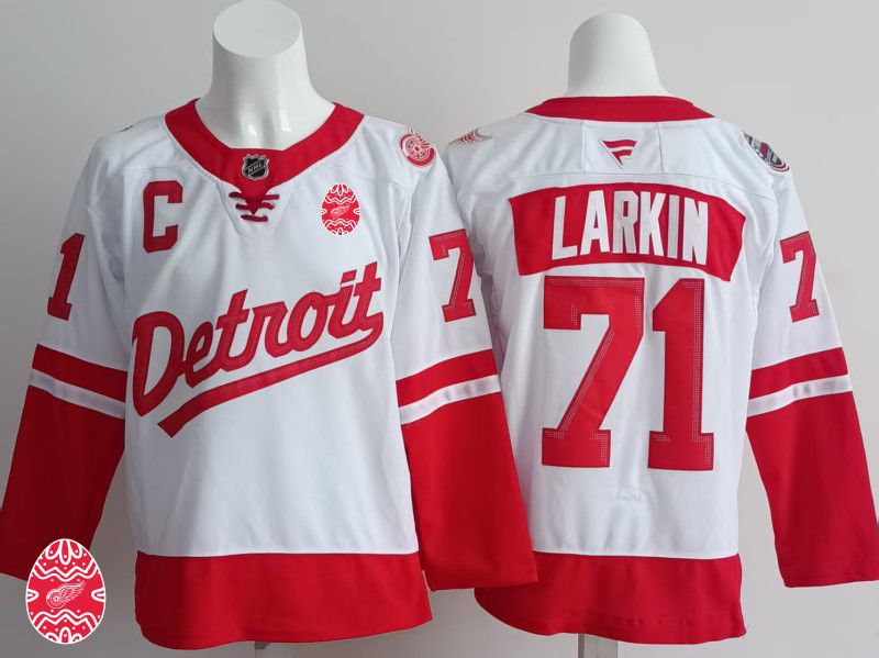 Men Detroit Red Wings #71 Larkin White 2025 Fanatics Home Premium NHL Jersey style 3